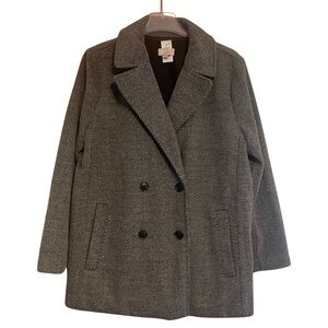 NWT LOFT Charcoal Herringbone Pea Coat
